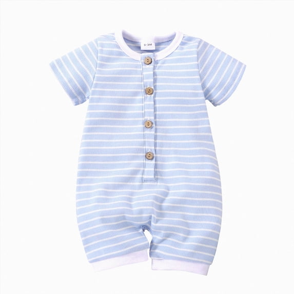 KPOPLK Newborn Baby Boy Girl Jumpsuit Short Sleeve Romper One Piece Clothing Cotton Spring Summer Cute Clothes Size 3-6 Months,Light Blue