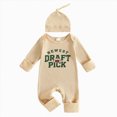 thumbnail image 1 of KPOPLK Newborn Baby Girl Clothes Ruffle Romper Floral Ribbed Jumpsuit 0 3 6 9 12 18 Months Infant Fall Winter Outfit Set with Headband(3-6 Months,Beige), 1 of 7