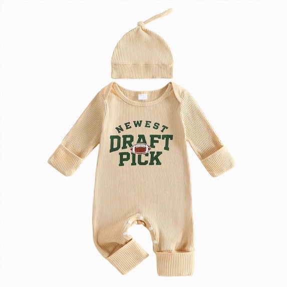 KPOPLK Newborn Baby Girl Clothes Ruffle Romper Floral Ribbed Jumpsuit 0 3 6 9 12 18 Months Infant Fall Winter Outfit Set with Headband(3-6 Months,Beige)