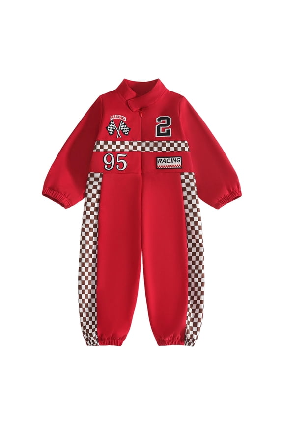 Newborn Baby Jumpsuit Long Sleeve Baby Outfit Zipper Car Game Comfortable Infant Clothes for Boys and Girls 0 3 6 9 12 18 24Months Red 3-6 Months
