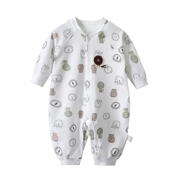KPOPLK Newborn Girls Pajamas Button Front Pjs Infant Baby Cotton Long Sleeve Footless One Piece Sleepwear Clothes Size 3-6 Months,White
