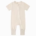 thumbnail image 1 of KPOPLK Baby Boy Girl Clothes Solid Color Long Sleeve Romper Jumpsuit One Piece Bodysuit Fall Winter Outfit(Beige,6-12 Months), 1 of 9