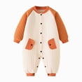 thumbnail image 1 of KPOPLK Baby Boy Girl Football Clothes Long Sleeve Crewneck Romper Chiefs Jumpsuit Fall One Piece Outfit(Orange,0-3 Months), 1 of 6
