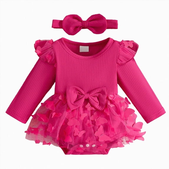 KPOPLK Newborn Infant Baby Girl Clothes Bubble Rompers Fall Winter Jumpsuits Long Sleeve Onesie Baby Girl Clothing(0-3 Months,Red)