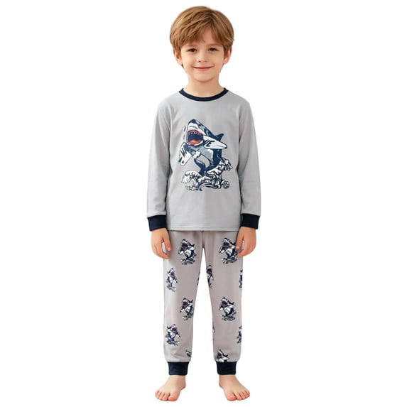 KPOPLK Pajamas for Boys Space Graphic Print 2-Piece PJs Long Sleeve Sets Sleepwear 2-8Years,Size 7-8 Years