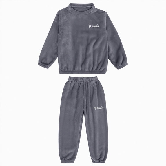 KPOPLK Pajamas for Girls Cute Graphic Print Long Sleeves & Plaid Pant Clothes Winter Fall 2-Piece Soft PJS Set Size 6-7 Years,Grey