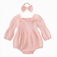 thumbnail image 1 of KPOPLK Preemie Newborn Baby Girl Clothes Fall Square Neck Onesies Solid Bubble Romper Infant Winter Outfits Jumpsuit(3-6 Months,Pink), 1 of 9