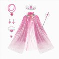 thumbnail image 1 of KPOPLK Princess Clothes for Girls Princess Dress Detachable Full-Length Sequin Tulle Cape with Accessories Ideal Birthday Gift,Size 3-8Years, 1 of 8
