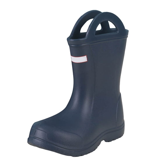 KPOPLK Rain Boots Kids Waterproof Toddler Boys Girls Lightweight Easy-On Rubber Boots with Handles Cute Outdoor(Blue,1.5)