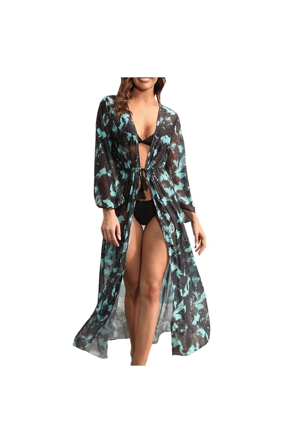 Sexy Crochet Sheer Kaftan Caftan Beach Dress Bathing Suit Swim Coverup One Piece(Black,S)