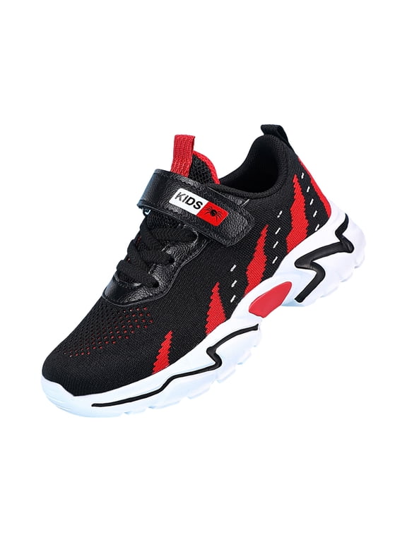 Shoes for Kids Boys Girls Wide Toe Sneakers Comfortable Athletic Sports Shoes(4,F47-Red)
