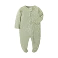 thumbnail image 1 of KPOPLK Sleep n Play Newborn Baby Girl Pajamas Footed Zip Up Pajamas Fall Winter Long Sleeve Bodysuit Pjs Snug Fit Infant Sleepwear Size 3-6 Months,Green, 1 of 4