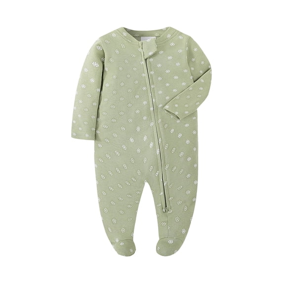 KPOPLK Sleep n Play Newborn Baby Girl Pajamas Footed Zip Up Pajamas Fall Winter Long Sleeve Bodysuit Pjs Snug Fit Infant Sleepwear Size 3-6 Months,Green