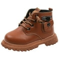 thumbnail image 1 of KPOPLK Snow Boot Toddler Ankle Boots Side Zipper Lace Up Work Boot Combat Booties Kid Winter Boots(12,Brown), 1 of 2