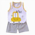 thumbnail image 1 of KPOPLK Summer Baby Boy Clothes Striped Tank Tops and Shorts Newborn Boys Spring Summer Outfit(6-12 Months,Light Gray), 1 of 4