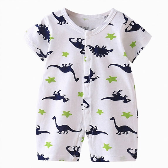 KPOPLK Summer Baby Boy Romper Pajama Newborn Infant Summer Jumpsuit Animal Print Short Sleeve Crew Neck PJM Sleepwear Bodysuit Clothes Size 0-6 Months,Green