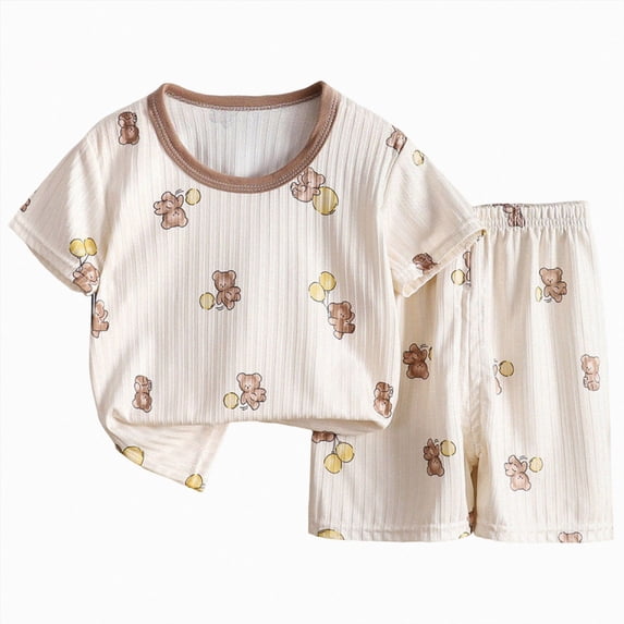 KPOPLK Summer Baby Toddler Girls Boys Unisex Lightweight Pjs Pajama Sleepwear 12m-5T Pajamas for Boys Fun Baseball Short Sleeves & Shorts 2-Piece PJs Set Kid Comfy Sleepwear Size 2-3 Years
