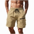 thumbnail image 1 of KPOPLK Summer Cargo Shorts for Men Casual Work Shorts Relaxed Fit Loose Fitting Outdoor Hiking Fishing Shorts with Multi Pockets Above Knee Size XXL,Khaki, 1 of 6