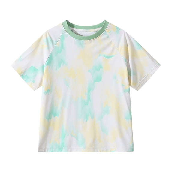 KPOPLK Summer Girls T Shirts Loose Fit Crewneck Top Cartoon Graphic Shirt Short Sleeve Soft Tee for Kids 4-10Y Size 10-11 Years,Green