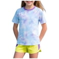 thumbnail image 1 of KPOPLK Summer Girls T Shirts Loose Fit Crewneck Top Cartoon Graphic Shirt Short Sleeve Soft Tee for Kids 4-10Y Size 6-7 Years,Purple, 1 of 6