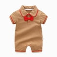 thumbnail image 1 of KPOPLK Summer Sleep Outfit One Piece Clothes Infant Newborn Baby Boy Romper Jumpsuit Lapel Neck Short Sleeve Pajama Bodysuit Size 6-9 Months,C, 1 of 9