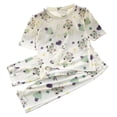 thumbnail image 1 of KPOPLK Summer Toddler Little Girls Pajamas Set Girl Cute Pattern Short Sleeve Tee & Shorts PJS Spring Set Kid Clothes Size 2-3 Years,Green, 1 of 6