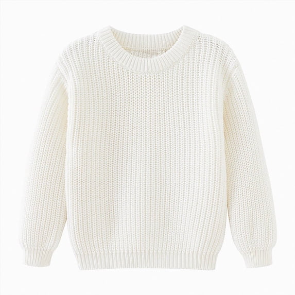 KPOPLK Sweater for Kids Girl 1t 2t 3t 4t 5t Toddler Baby Girl Long Sleeve Lightweight Crew Neck Knitted Pullover Sweaters Fall Winter Clothes White Size 18-24 Months