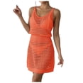 thumbnail image 1 of KPOPLK Swimsuit Coverup Summer Dresses for Women Vacation Essentials Eyelet Crew Neck Loose Twisted Dresses(Orange,XL), 1 of 9