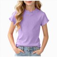 thumbnail image 1 of KPOPLK T-Shirt for Toddler Girls Kids Cute Graphic T-Shirt Summer Casual Short Sleeve Tees Tops 1-11Years Size 12-18 Months,Purple, 1 of 7