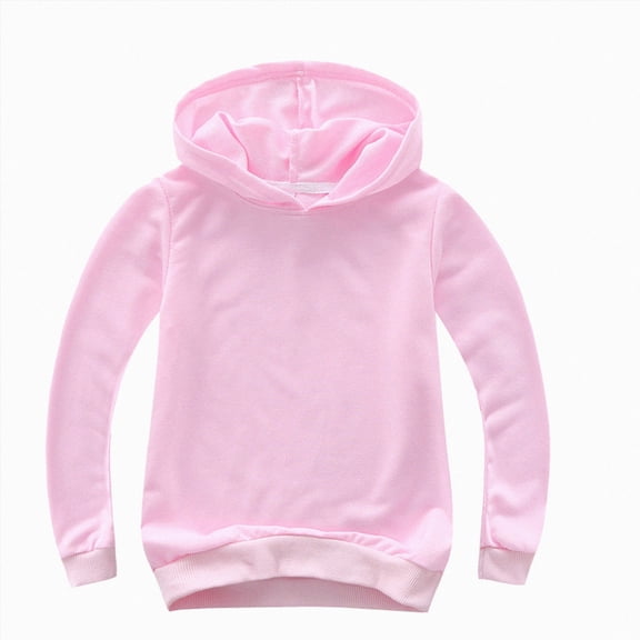 KPOPLK Teen Boys' Hoodie Sweatshirt with Pocket Long Sleeve Hooded Pullover Casual Plain Active Sweatshirt for Kids 2-14Y Pink Size 5-6 Years