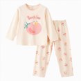 thumbnail image 1 of KPOPLK Teen Girls Pjs Set Two Piece Pajamas Kids Fall Winter Long Sleeve T-Shirt Top and Pant Pajamas Loungewear(5-6 Years,Beige), 1 of 6