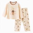 thumbnail image 1 of KPOPLK Teen Girls Pjs Set Two Piece Pajamas Kids Fall Winter Long Sleeve T-Shirt Top and Pant Pajamas Loungewear(7-8 Years,Khaki), 1 of 6