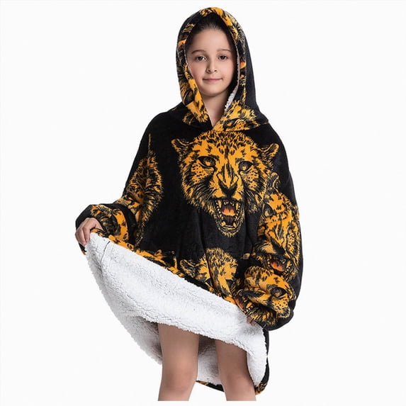 KPOPLK Teen Girls Towel Robe Soft Terry Cloth Hooded Bathrobes Cover Up Sleepwear for Kids 3-12 Years(7-16 Years,Orange)