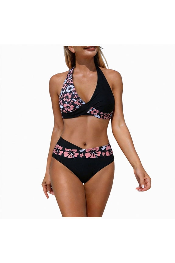 Thong Bikini Sets for Women - Micro String Bikinis Sexy Two Piece Swimsuit Triangle Top Halter Bathing Suits(XXL,Black)