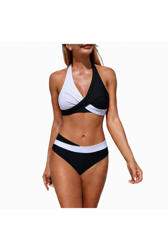 Thong Bikini Sets for Women - Micro String Bikinis Sexy Two Piece Swimsuit Triangle Top Halter Bathing Suits(XXL,White)