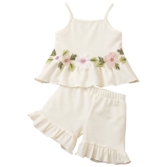 KPOPLK Toddler Baby 6M 12M 18M 2T 3T Girl Outfits Floral Summer Clothes Infant Spring Ruffle Sleeve Shirt Tops Cute Shorts Set,Sizes 2-3 Years