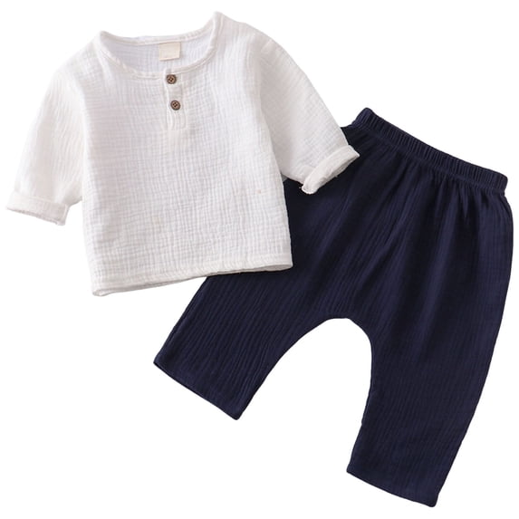 KPOPLK Toddler Baby Boy Clothes 12 18 24 Months 2T 3T 4T Fall Winter Outfit Truck Embroidery Waffle T-Shirt and Elastic Shorts(18-24 Months,White)