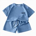 thumbnail image 1 of KPOPLK Toddler Baby Boy Clothes 2Pcs Summer Set Short Sleeve T-Shirt Top Print Elastic Waist Shorts Outfits 1t 2t 3t 4t 5t(13-14 Years,Blue), 1 of 4