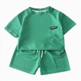 thumbnail image 1 of KPOPLK Toddler Baby Boy Clothes 2Pcs Summer Set Short Sleeve T-Shirt Top Print Elastic Waist Shorts Outfits 1t 2t 3t 4t 5t(3-4 Years,Green), 1 of 8