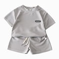 thumbnail image 1 of KPOPLK Toddler Baby Boy Clothes 2Pcs Summer Set Short Sleeve T-Shirt Top Print Elastic Waist Shorts Outfits 1t 2t 3t 4t 5t(7-8 Years,Grey), 1 of 4