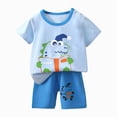 thumbnail image 1 of KPOPLK Toddler Baby Boy Clothes for 2t 3t 4t 5t 6t 7t 8t Boys Cute Summer Short Sleeve T-Shirt Tops Shorts Clothes Sets Baby Boy Outfits(4-5 Years,Light Blue), 1 of 4