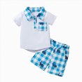 thumbnail image 1 of KPOPLK Toddler Baby Boy Clothes 3 6 9 12 18 Months 2 3T 4T Summer Spring Polo Shirt Shorts Sleeves Set Button Outfits 2 PCS(2-3 Years,Blue), 1 of 7