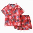 thumbnail image 1 of KPOPLK Toddler Baby Boy Clothes Boys Solid Color Texture Button Up Collared Shirt Top Shorts 2 Piece Set Summer Casual Outfits(3-4 Years,Red), 1 of 9
