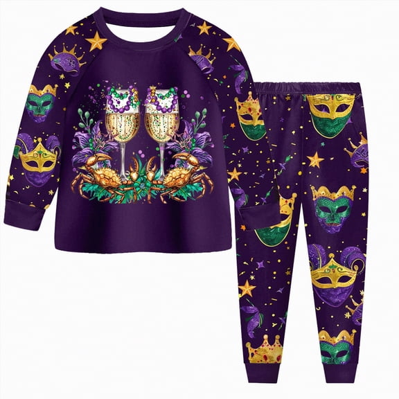 KPOPLK Toddler Baby Boy Clothes Cute Fall Winter Outfit Carnival Long Sleeve Sweatshirts and Jogger Pants Set(3-4 Years,)