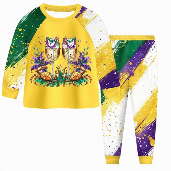 KPOPLK Toddler Baby Boy Clothes Cute Fall Winter Outfit Carnival Long Sleeve Sweatshirts and Jogger Pants Set(8-9Years,)