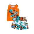 thumbnail image 1 of KPOPLK Toddler Baby Boy Clothes Summer Outfits Infant Sleeveless Tank Top Shirts Cute Bow Shorts Sets 2Pcs Size 2-3 Years,Orange, 1 of 9