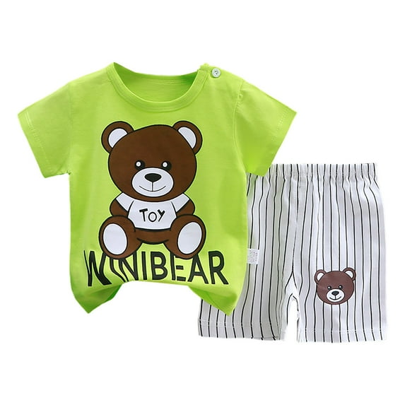 KPOPLK Toddler Baby Boy Clothes for 2t 3t 4t 5t 6t Boys Cute Summer Short Sleeve T Shirt Tops Shorts Clothes Sets Baby Boy Outfits,Sizes 6-12 Months