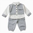 thumbnail image 1 of KPOPLK Toddler Baby Boy Fall Winter Clothes Long Sleeve Button Down Shirt and Pants Set 2 Piece Boy Outfit Sets 9 12 Months 2T 3T 4T Grey Size 18-24 Months, 1 of 9