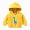 thumbnail image 1 of KPOPLK Toddler Baby Boy Knit Sweater Hooded Long Sleeve Sweatshirt Tops Fall Winter Clothes with Pocket Yellow Size 5-6 Years, 1 of 5