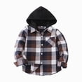 thumbnail image 1 of KPOPLK Toddler Baby Boy Long Sleeve Hooded Top Fall Winter Kids Flannel Plaid Shirts Button Down Jacket Outfit Clothes 6 9 12 Months 2t 3t 4t 5t 6t 7t Coffee Size 18-24 Months, 1 of 8